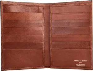 Maxwell Scott - Mens Luxury Leather Tall Billfold Jacket Dress Wallet for Pocket - Made in Italy - The Pianillo Chestnut Tan