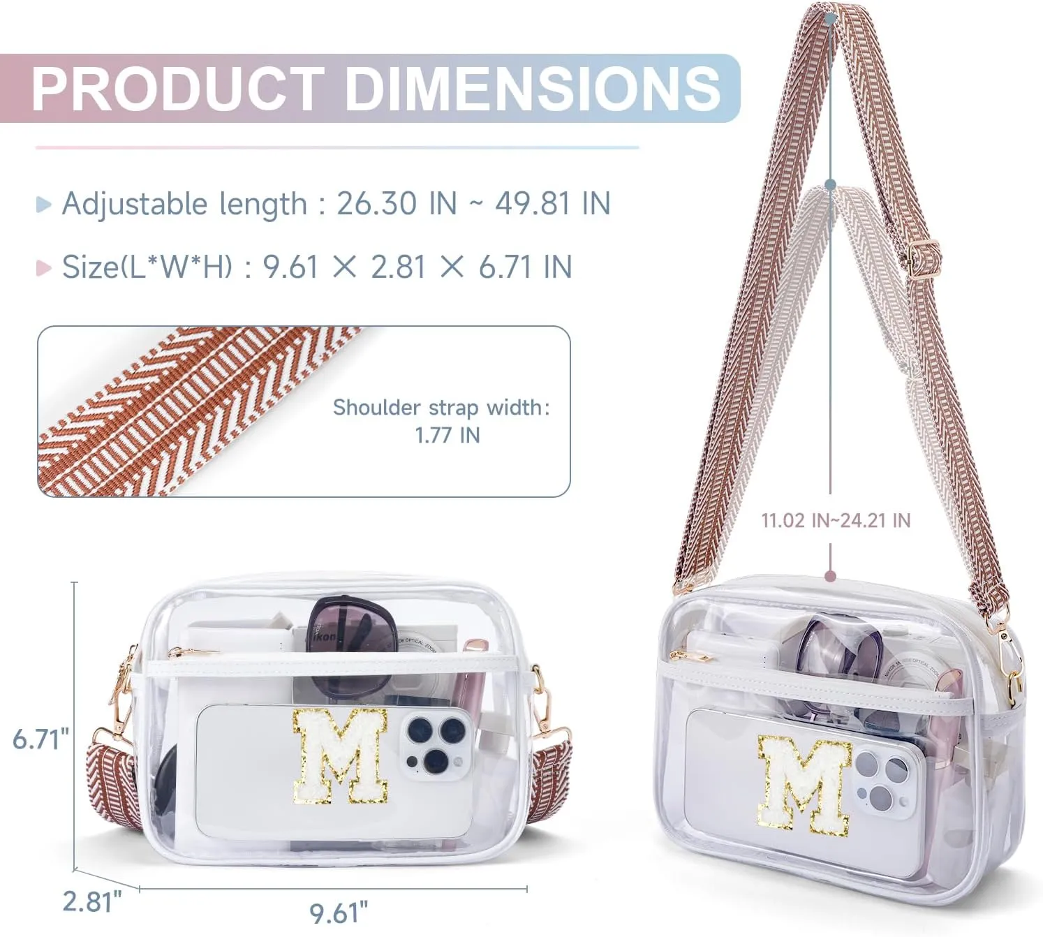 MEITRUE Clear Crossbody Bags for Women Trendy, Stadium approved Clear Purses Cross body bag for Concerts Sports