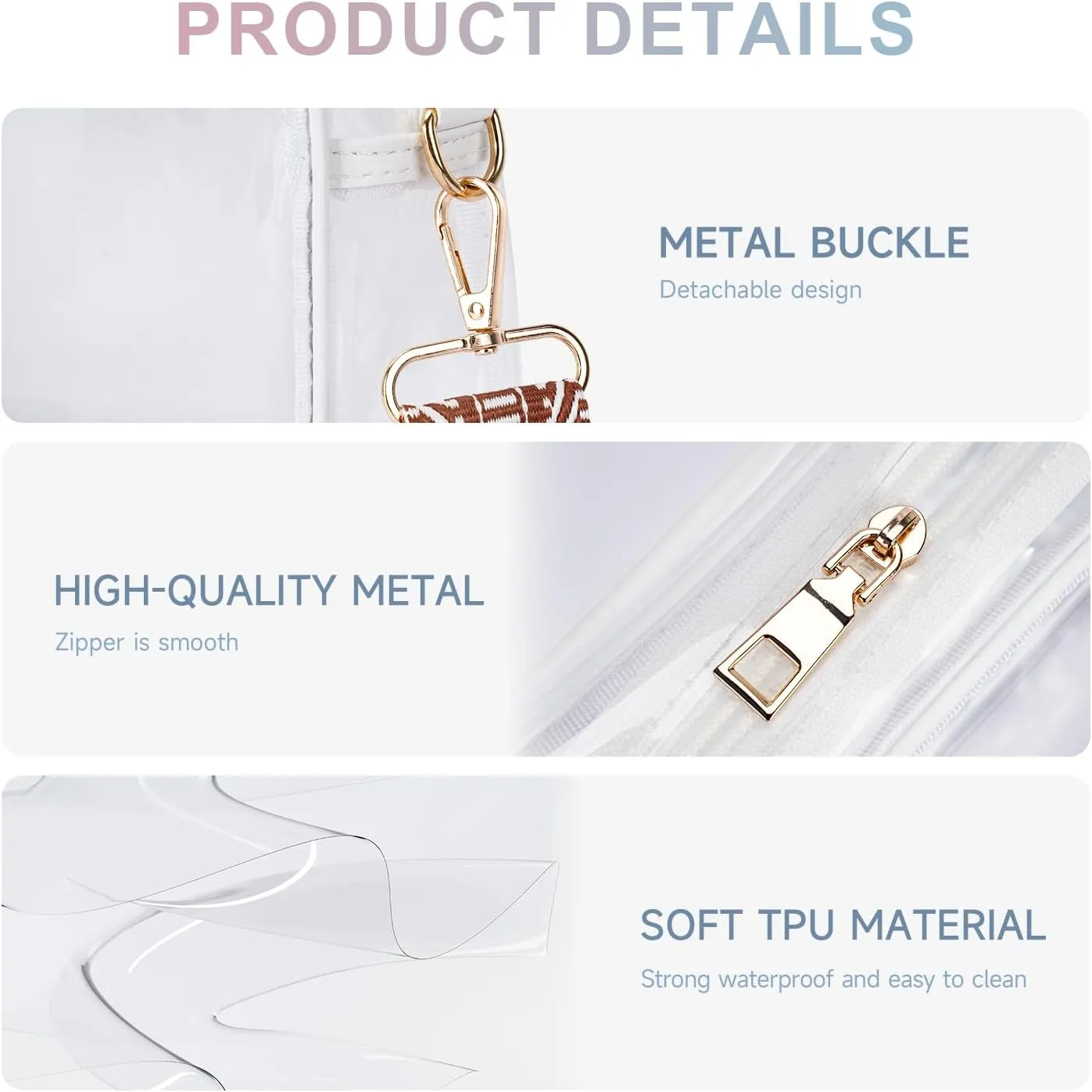 MEITRUE Clear Crossbody Bags for Women Trendy, Stadium approved Clear Purses Cross body bag for Concerts Sports