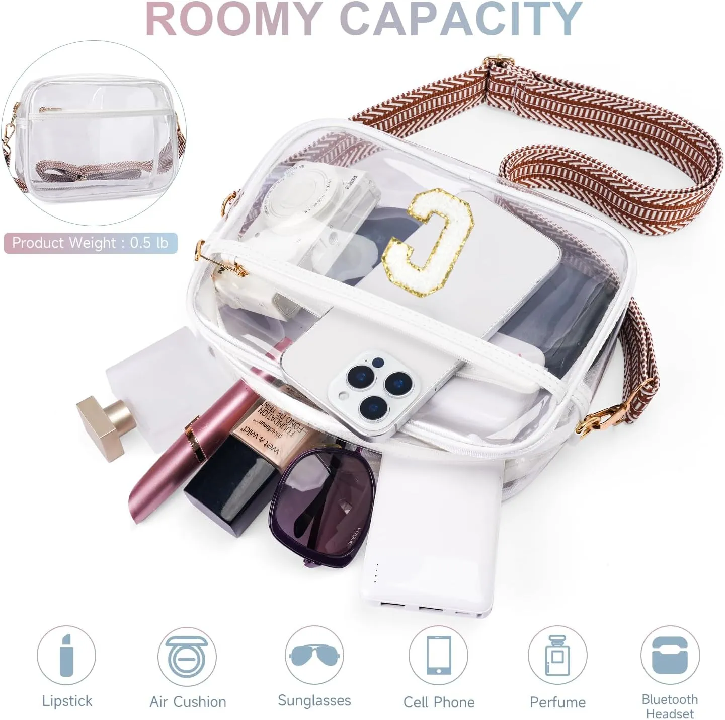 MEITRUE Clear Crossbody Bags for Women Trendy, Stadium approved Clear Purses Cross body bag for Concerts Sports