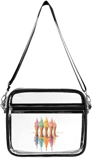 Melting Ice Cream Cones Clear Crossbody Bags Shoulder Bag Messenger Purse for Stadium Concerts Sports Events