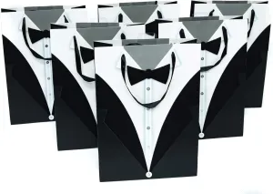 Men's Tuxedo Gift Bags for Wedding Groomsmen Black and White (4 Count)
