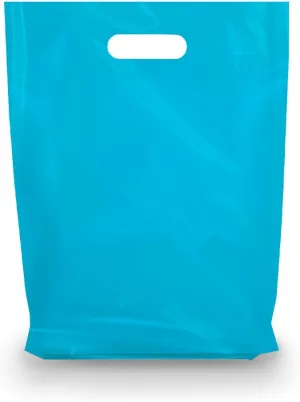 Merchandise Bags, Die Cut Handles, Strong, Durable, and Tear Resistant Bags Perfect for Retail, Boutiques, or Any Events, Different sizes and colors (Blue, 15x18 Inch (Pack of 100))