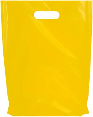 Merchandise Bags, Die Cut Handles, Strong, Durable, and Tear Resistant Bags Perfect for Retail, Boutiques, or Any Events, Different sizes and colors (Yellow, 9x12 Inch (Pack of 100))