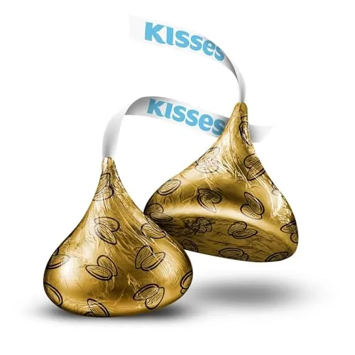 Milk Chocolate Kiss With Almonds Candy, Individually Wrapped, In Gold Foil Gluten Free, (7.6 oz) Bag (4 Pack)