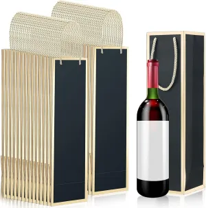 Mimorou 50 Pack Wine Bags Wine Bottles Gift Bags Bulk with Handles 13.8x3.8x3.8 Inch Reusable Gold Foil Print Kraft Paper Liquor Bottle Gift for Birthday Party Wedding Bridal Shower(Black)
