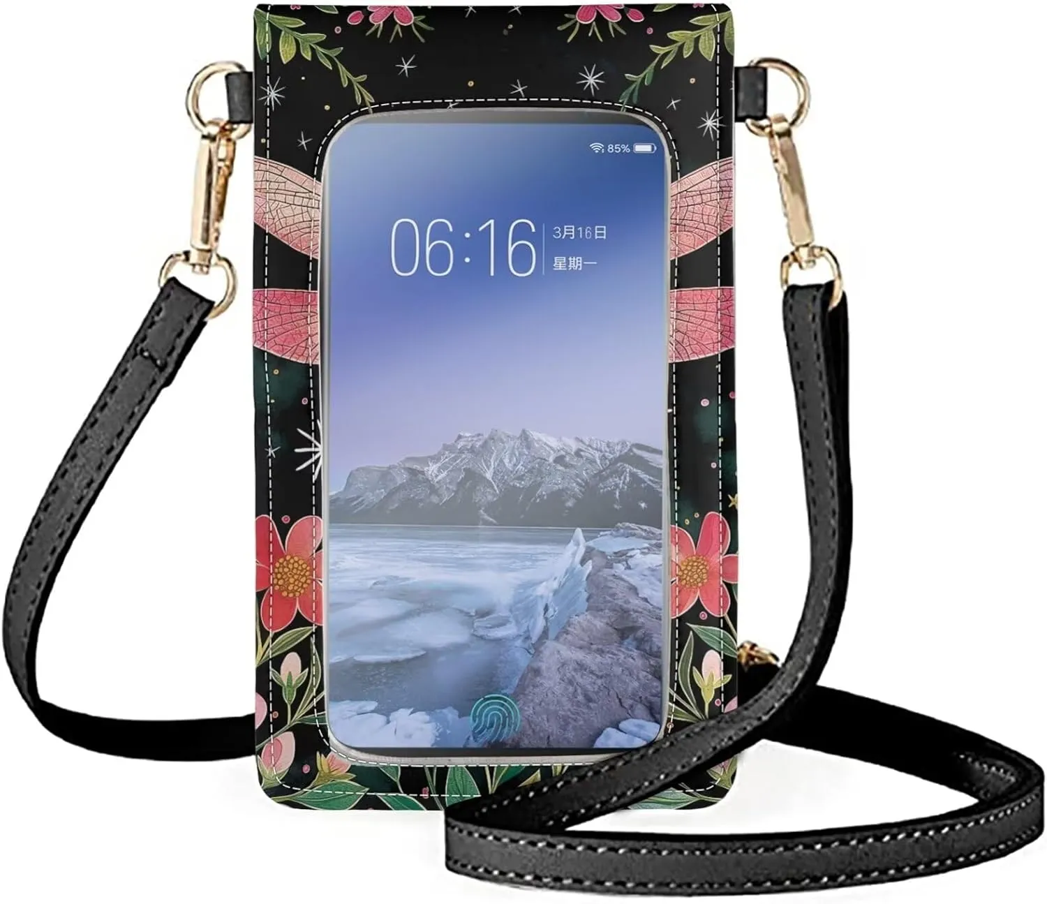 Mini Cell Phone Bag Smartphone Purse Crossbody Cell Phone Pouch with Touchscreen Window