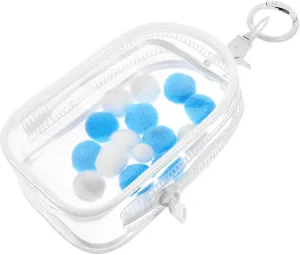Mini Transparent Doll Carrier Bag with Zipper Clear Pouch for Storage of Figures and Accessories for Displaying Dolls and Collectibles Includes Hanging Buckle and Pompom