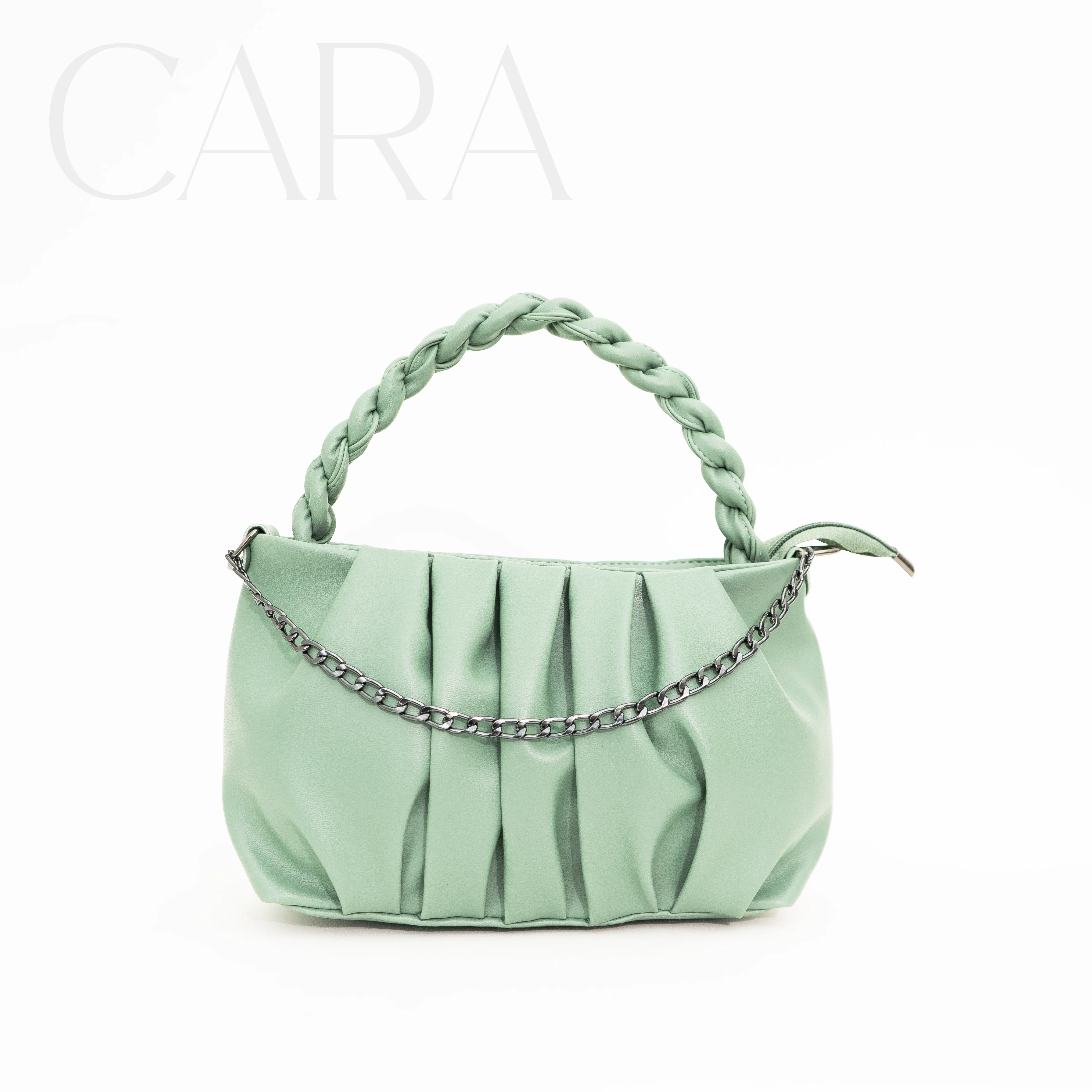 Mint Elegance: Pretty Pleated hand slingbag | cara