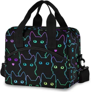 MNSRUU Insulated Lunch Bag Colorful Neon Cat Women Lunch Tote Men Lunch Cooler Bag Reusable Leakproof Lunch Bag For Work School