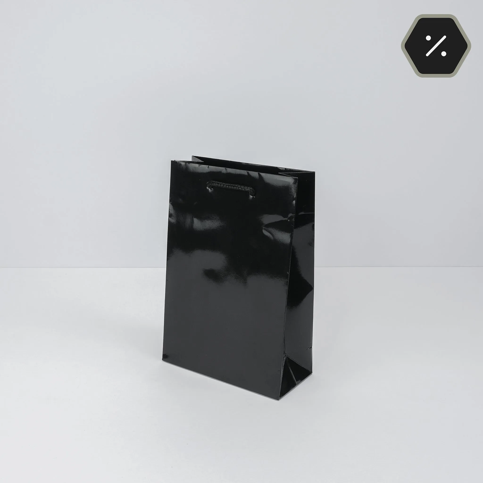 Modern Gift Bags, Black Gloss (Pack of 100)