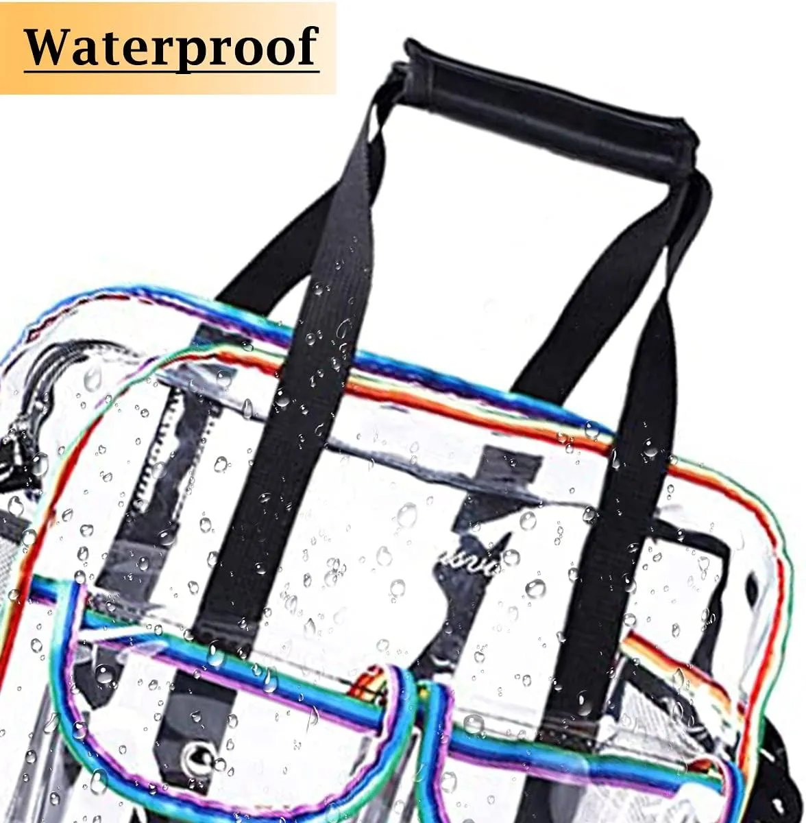 MOFASVIGI Clear Bag Stadium Approved Transparent Waterproof Clear Tote Bags for Work, Sports Games, Concerts,Travel-12 x12 x6