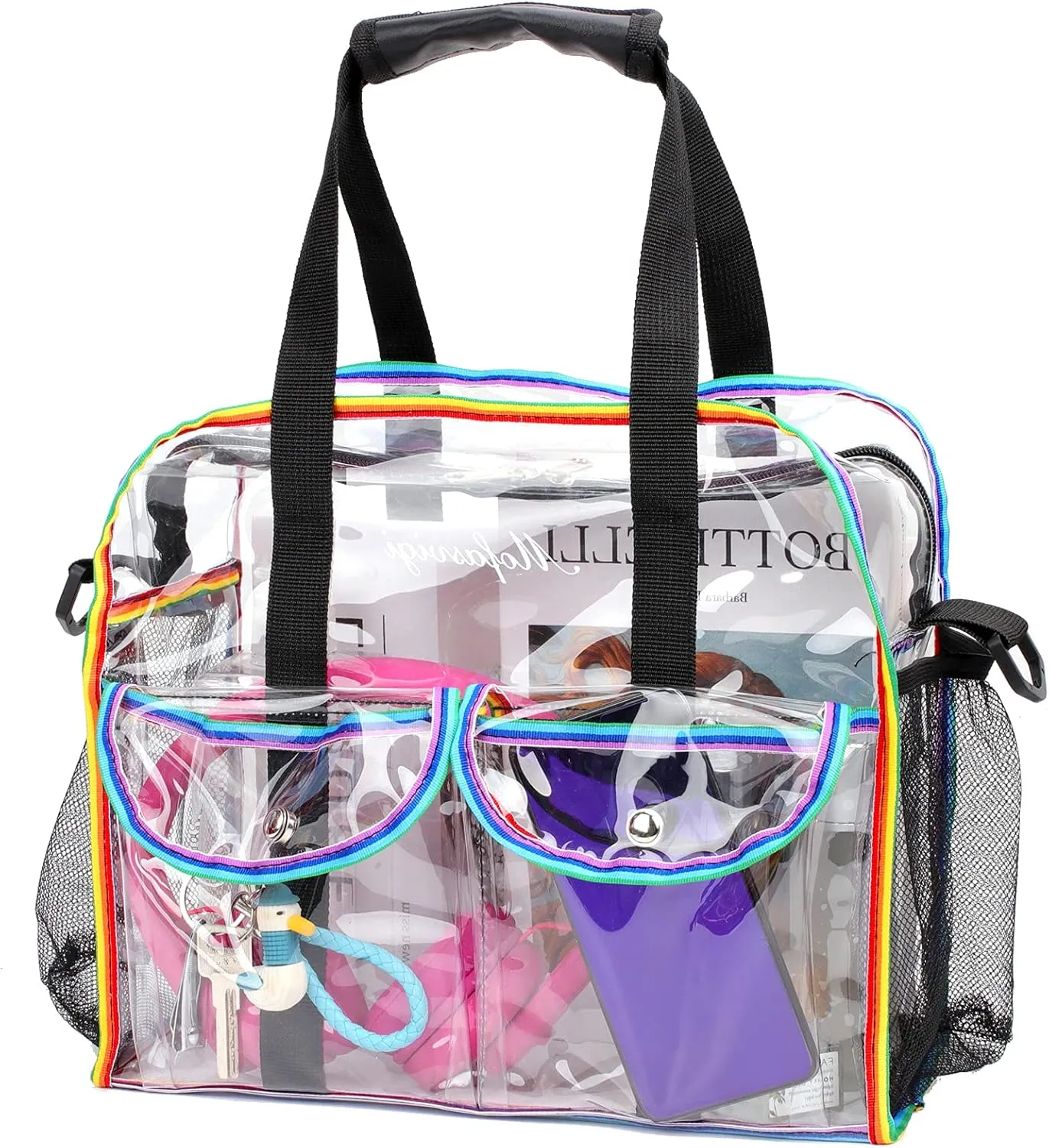 MOFASVIGI Clear Bag Stadium Approved Transparent Waterproof Clear Tote Bags for Work, Sports Games, Concerts,Travel-12 x12 x6