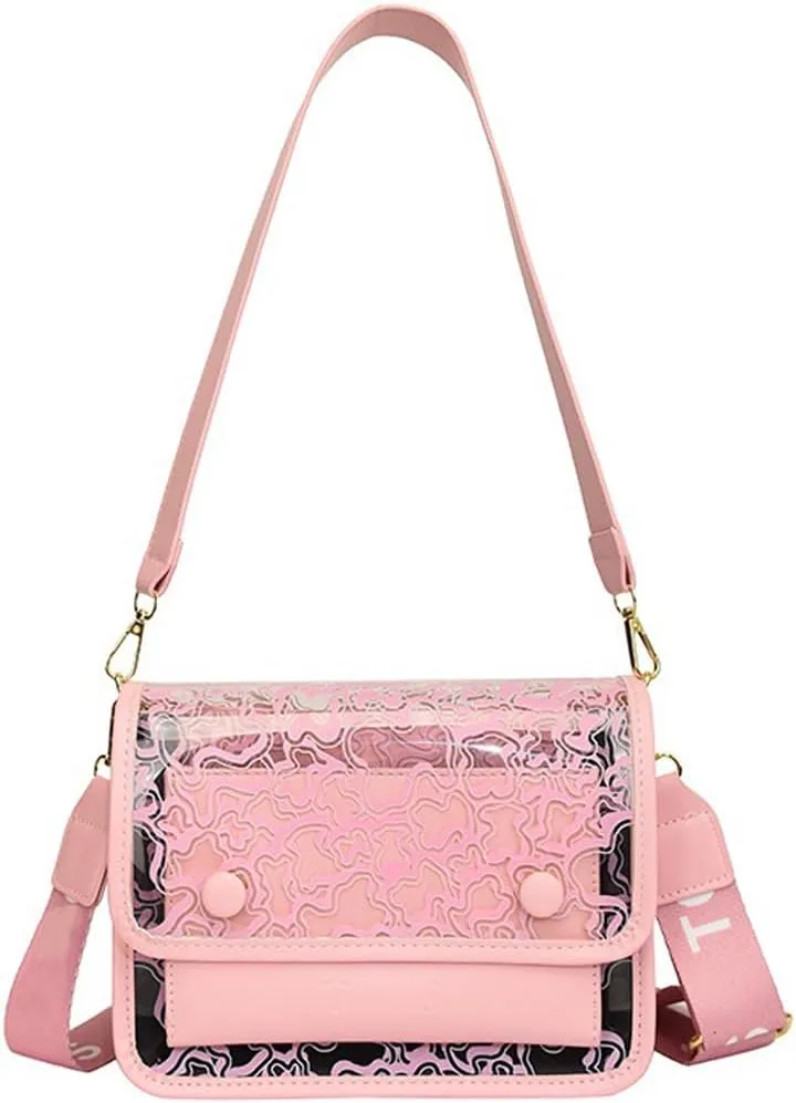 Molodo Purse for Women Small Square Transparent Crossbody Bag Lightweight PU Leather Shoulder Bags
