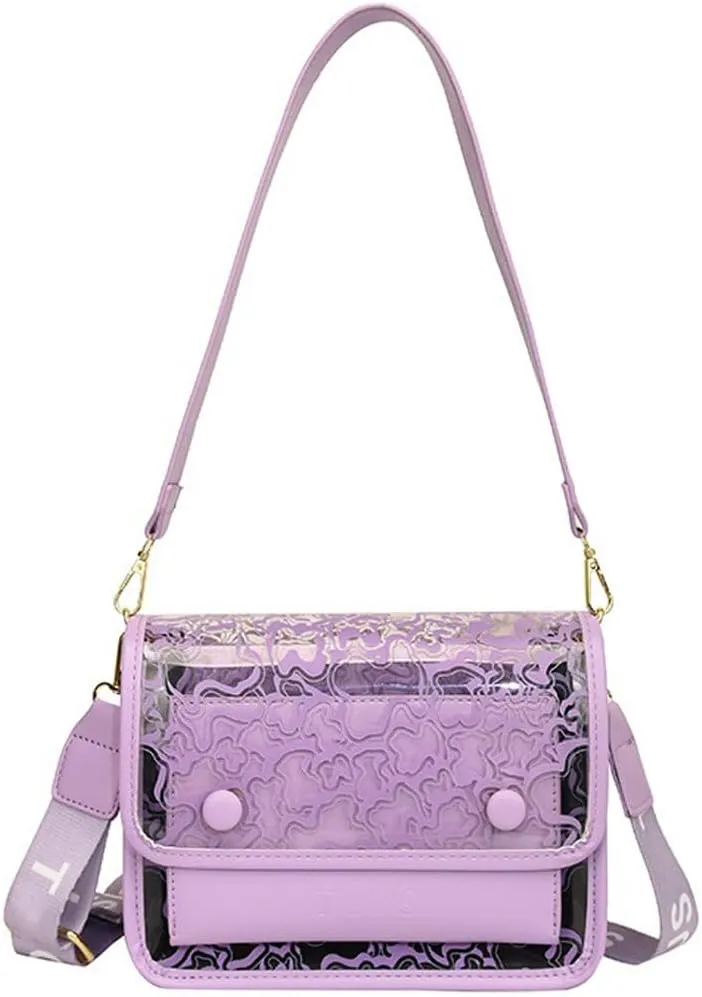 Molodo Purse for Women Small Square Transparent Crossbody Bag Lightweight PU Leather Shoulder Bags