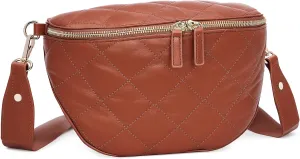 MOLSHINE Women's Quilted Crossbody Bum Bags, Trendy Puffer Belt Sling Bag Shoulder Bag Waist Pack Chest Bag Fanny Pack Purse (Brown)