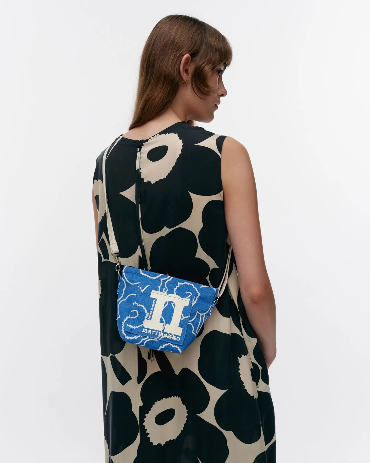 mono mini crossbody piirto unikko - blue shoulder bag