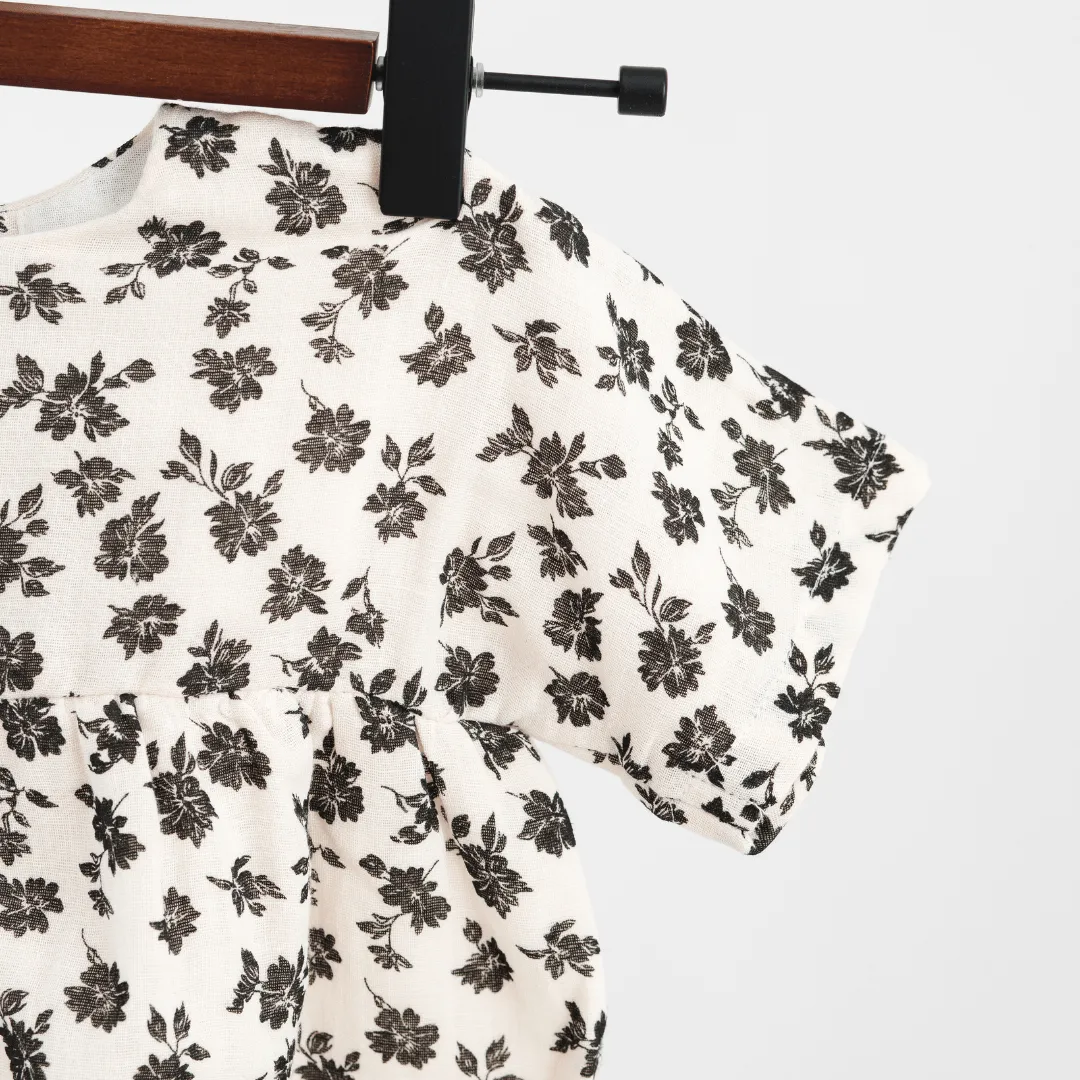 Monochrome Meadow Dress (Premium Muslin)