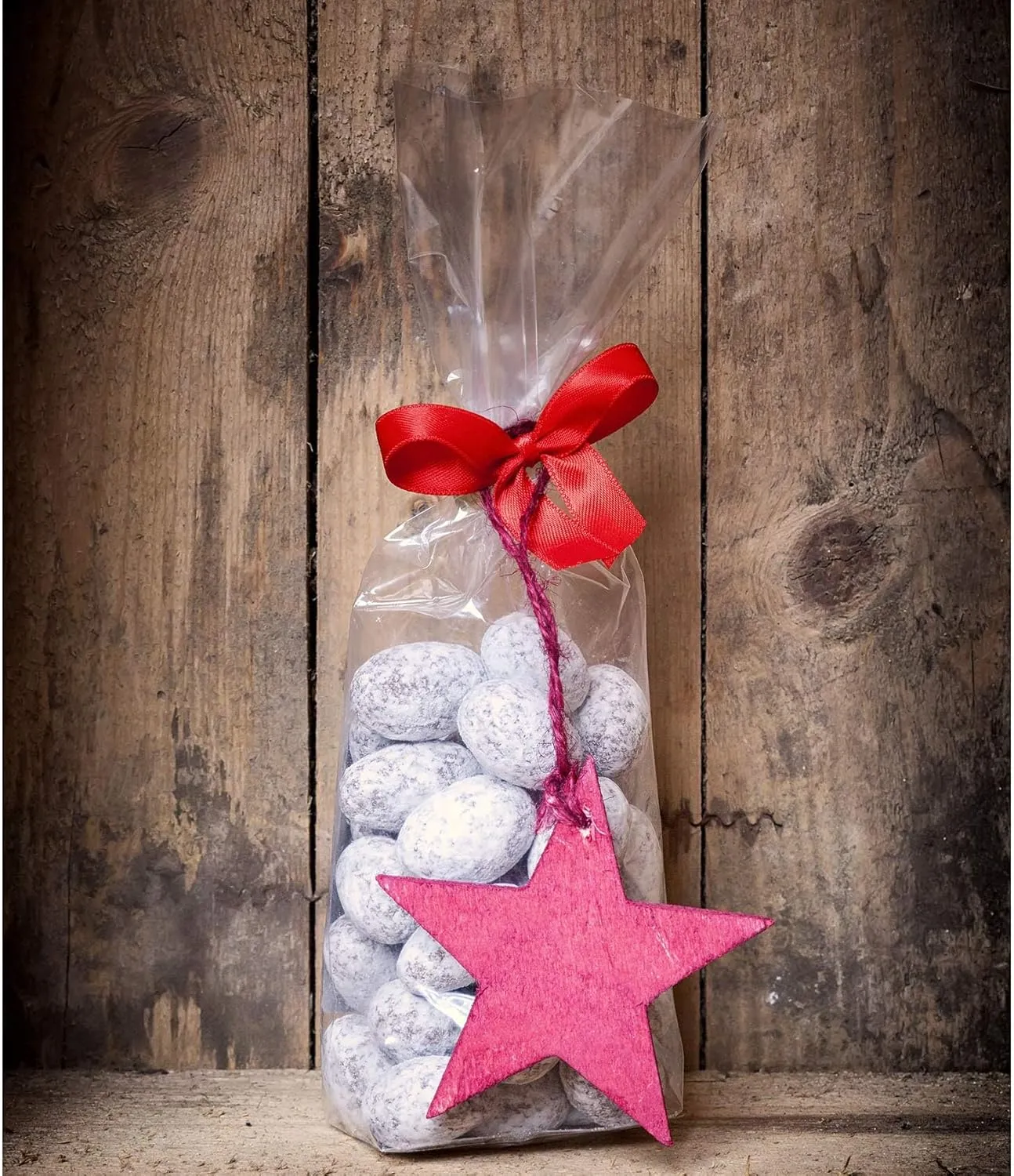 Morepack Gusseted Flat Bottom Cellophane Bags with Paper Insert, 50Pcs 4.3x2x11.8 Inches Cellophane Bags Gusseted