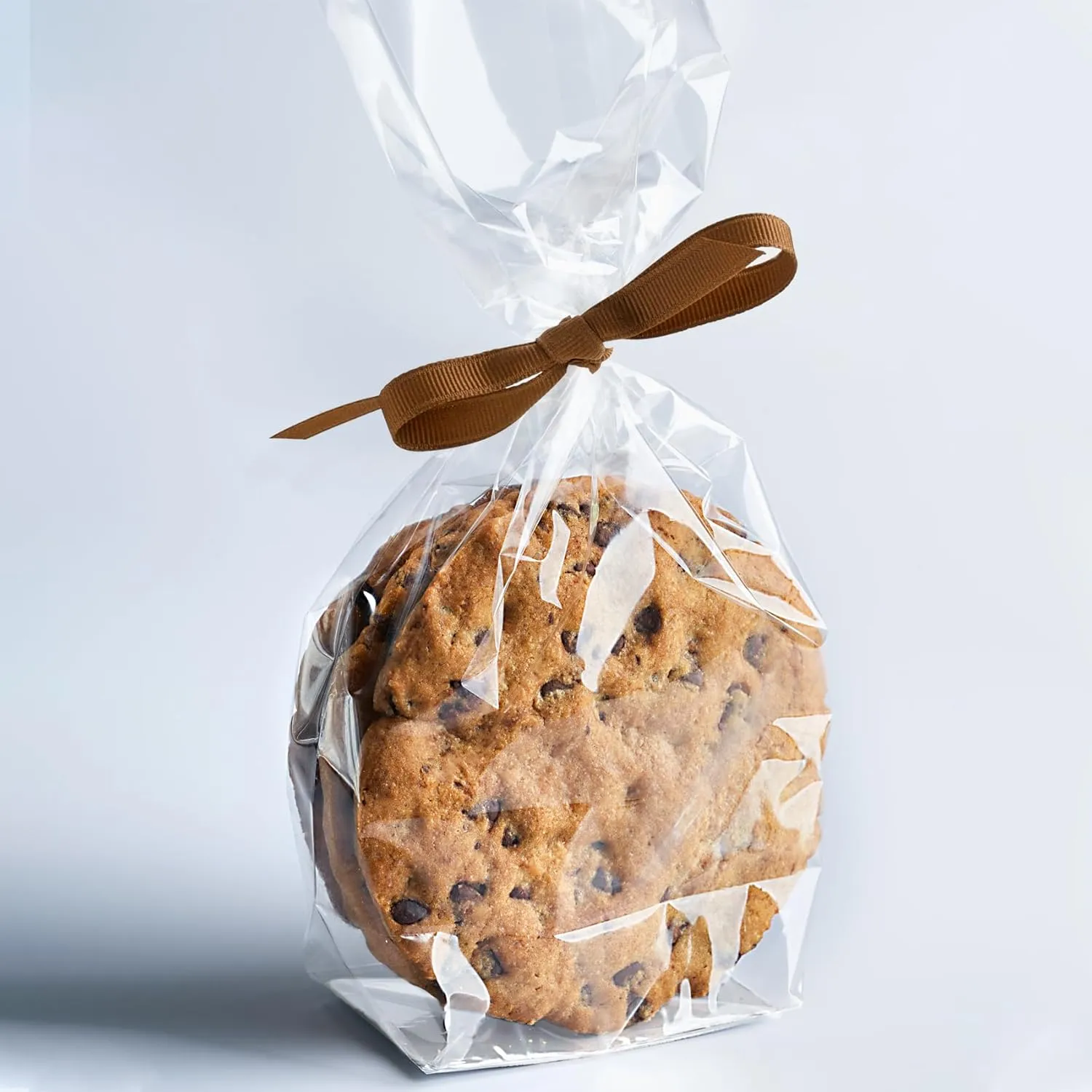 Morepack Gusseted Flat Bottom Cellophane Bags with Paper Insert 50Pcs 5x3x12 Inches Gusseted Cello Bags