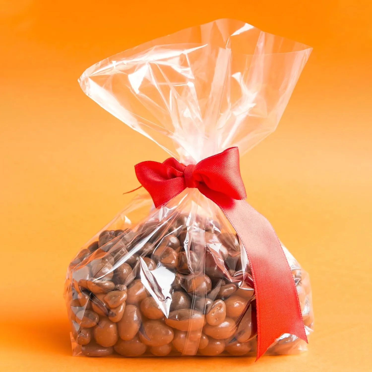 Morepack Gusseted Flat Bottom Cellophane Bags with Paper Insert 50Pcs 5x3x12 Inches Gusseted Cello Bags