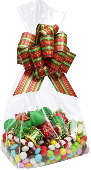Morepack Gusseted Flat Bottom Cellophane Bags with Paper Insert 50Pcs 6x4x13 Inches Gusseted Cello Bags