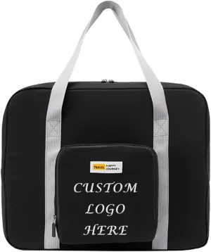 Muka Custom Embroidered Duffle Bags, Foldable Travel Bag Black Storage Bag with Personalized Logo