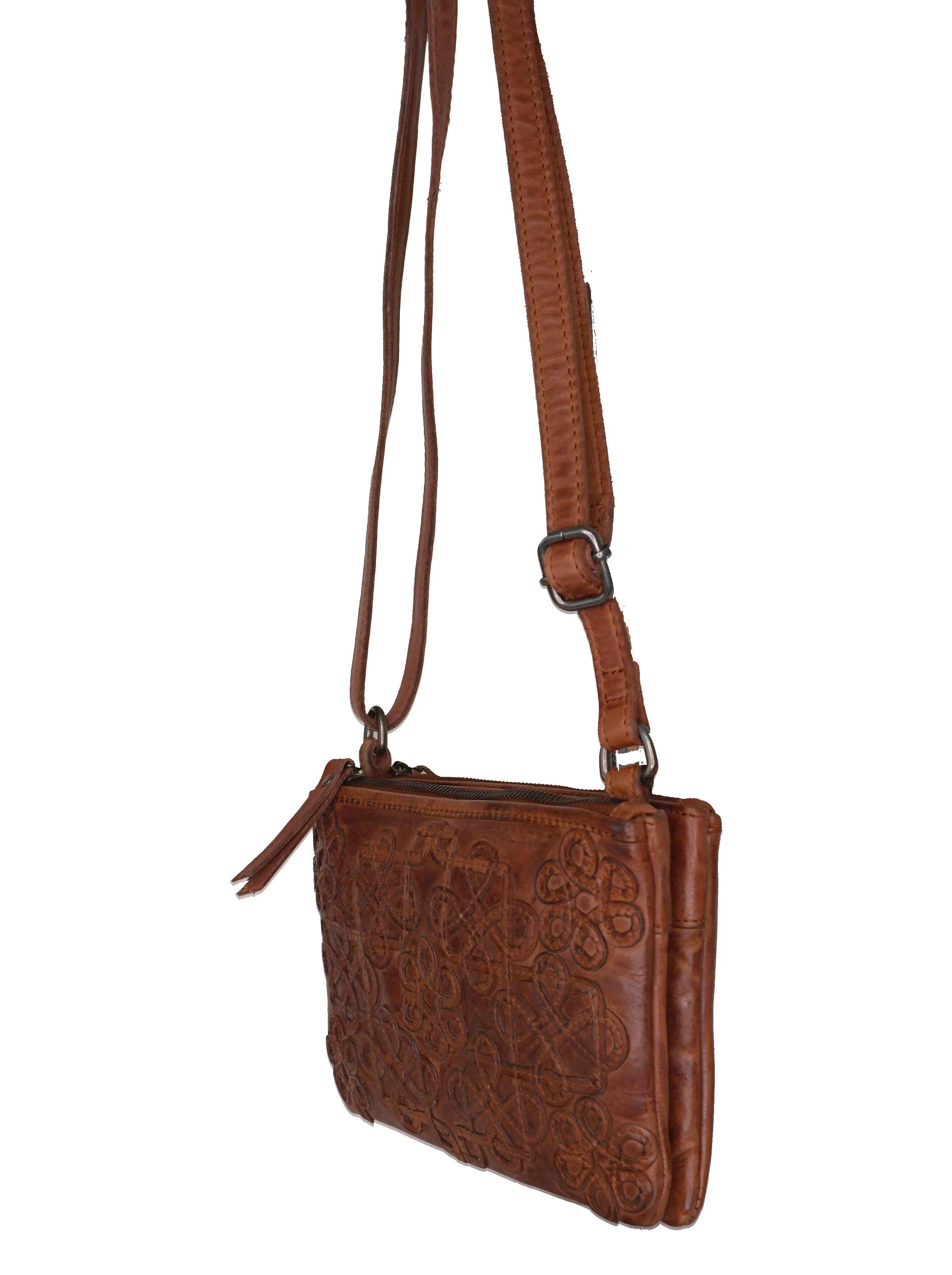 Multi Gusset Bag with Applique Design - Royale Leather 'Kensington'