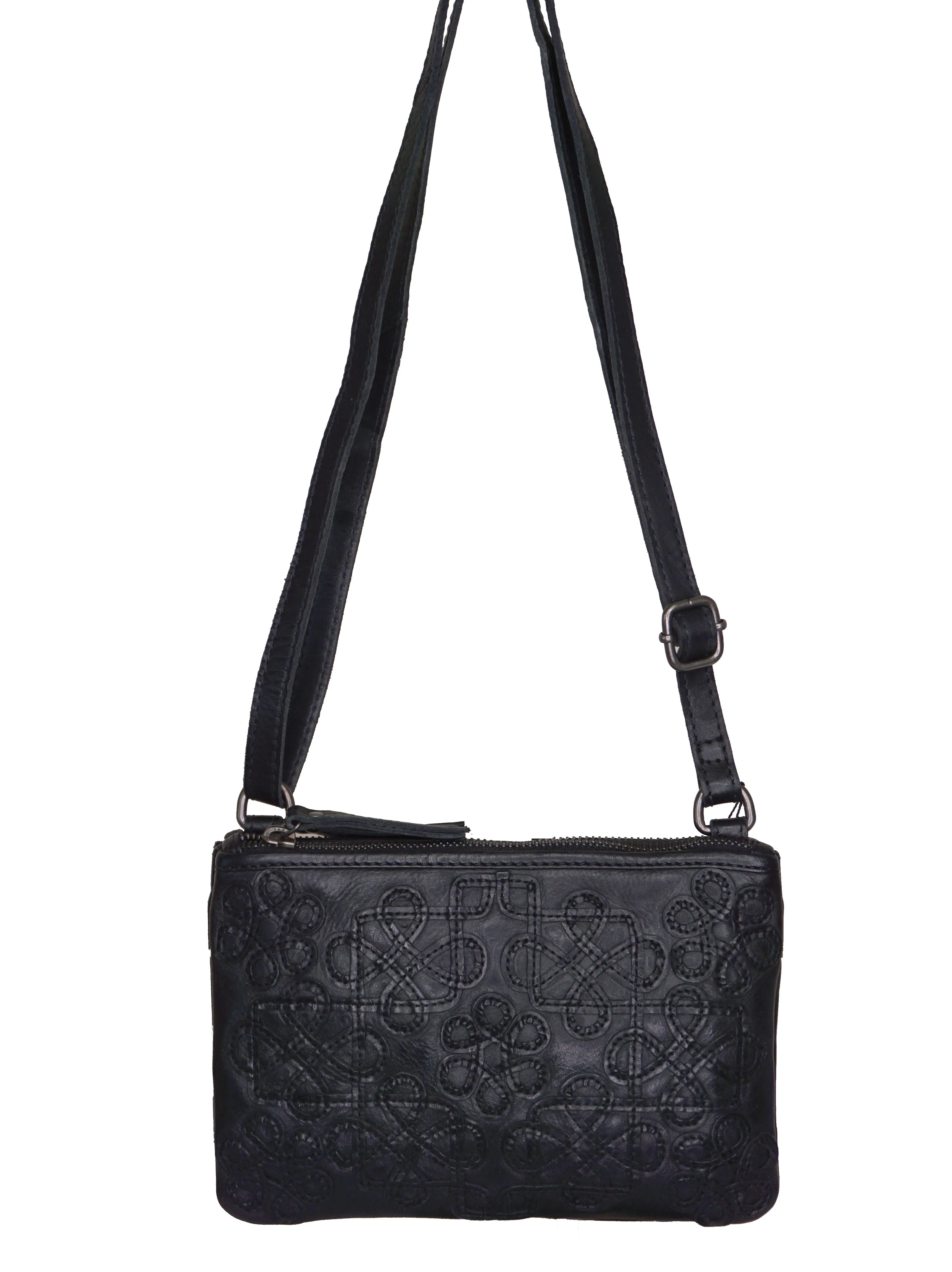 Multi Gusset Bag with Applique Design - Royale Leather 'Kensington'