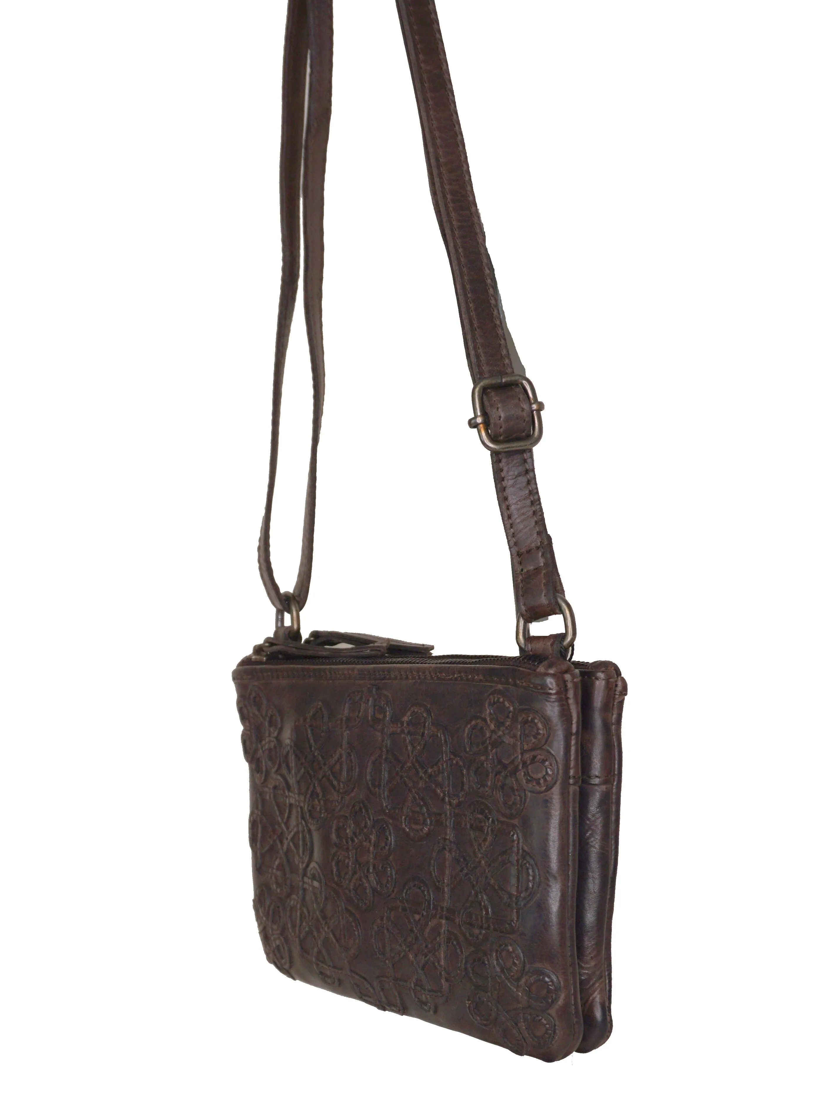 Multi Gusset Bag with Applique Design - Royale Leather 'Kensington'