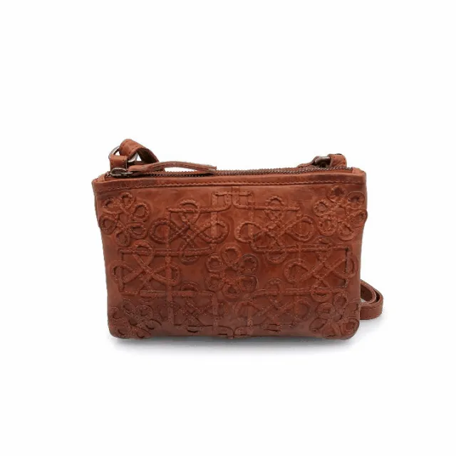 Multi Gusset Bag with Applique Design - Royale Leather 'Kensington'