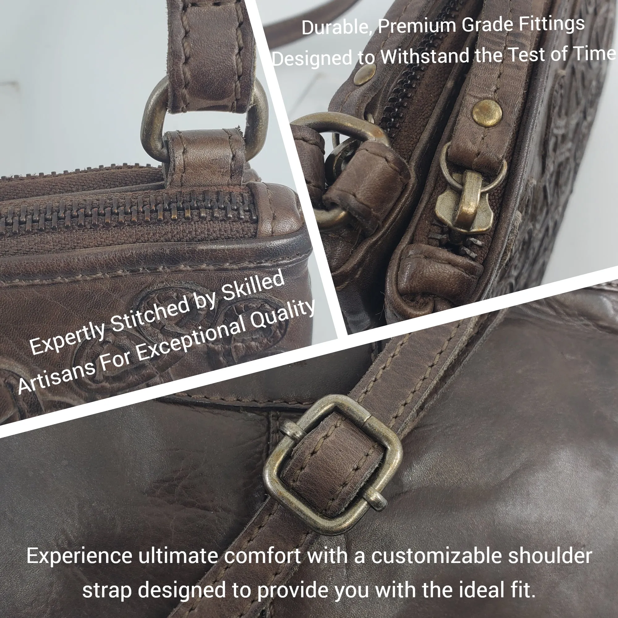 Multi Gusset Bag with Applique Design - Royale Leather 'Kensington'
