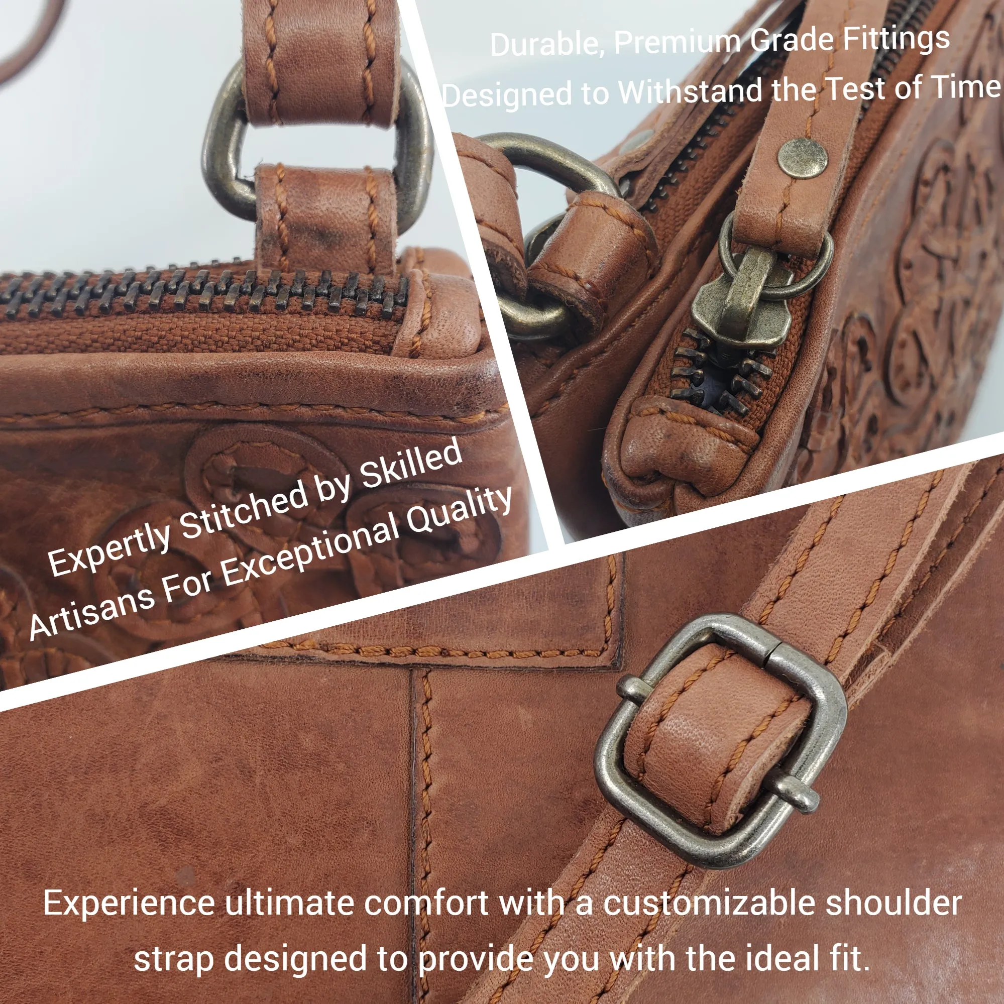 Multi Gusset Bag with Applique Design - Royale Leather 'Kensington'