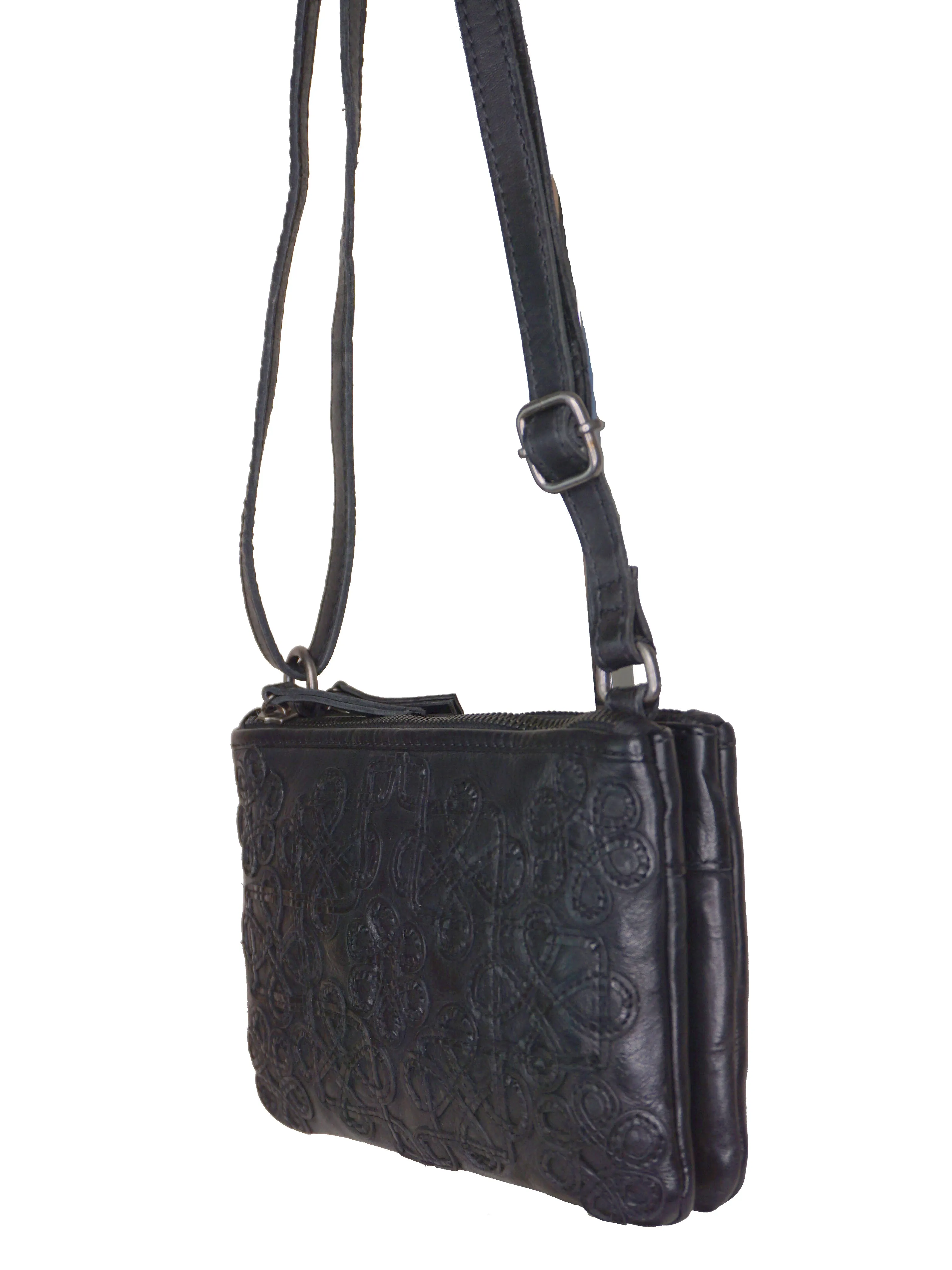 Multi Gusset Bag with Applique Design - Royale Leather 'Kensington'