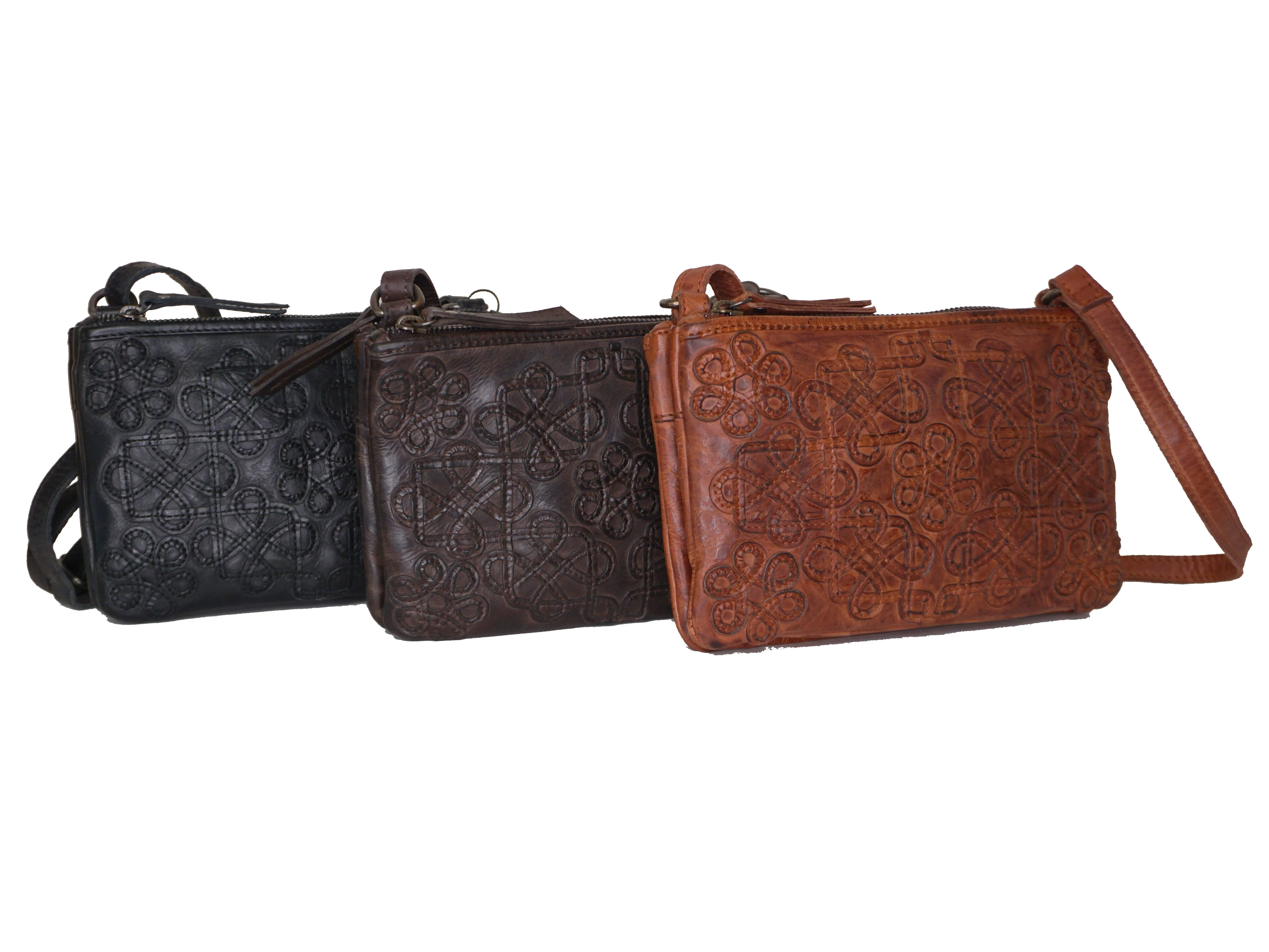 Multi Gusset Bag with Applique Design - Royale Leather 'Kensington'