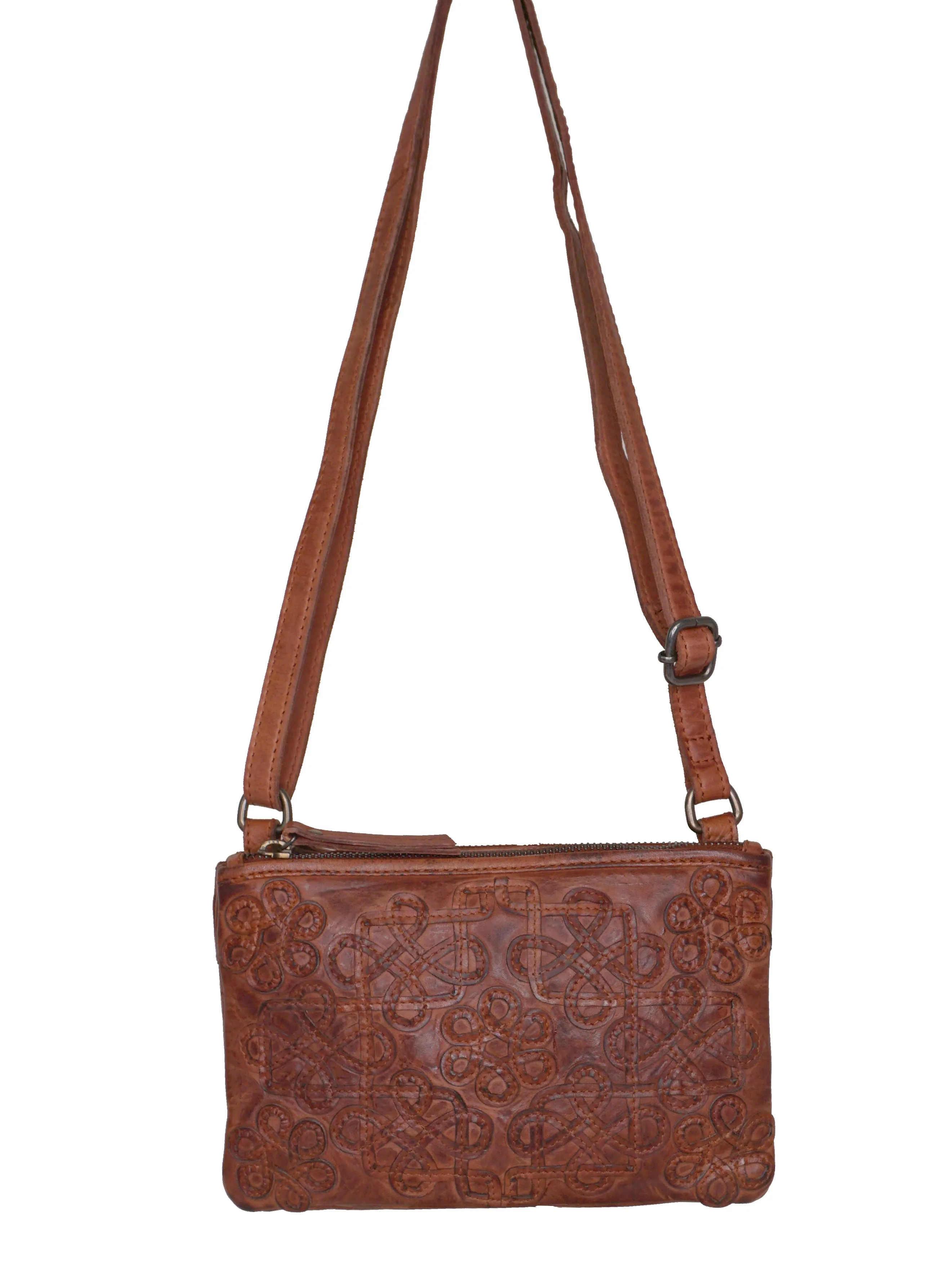 Multi Gusset Bag with Applique Design - Royale Leather 'Kensington'