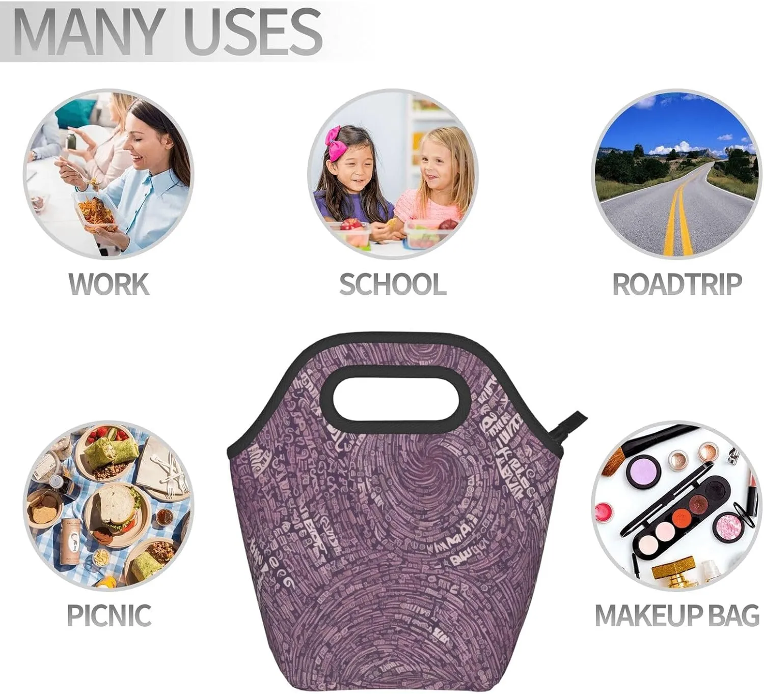 Musical Notation Print Patterns Lunch Bag Insulated Reusable Small Lunch Bag Soft Lunch Tote Bag For Work Travel Picnic