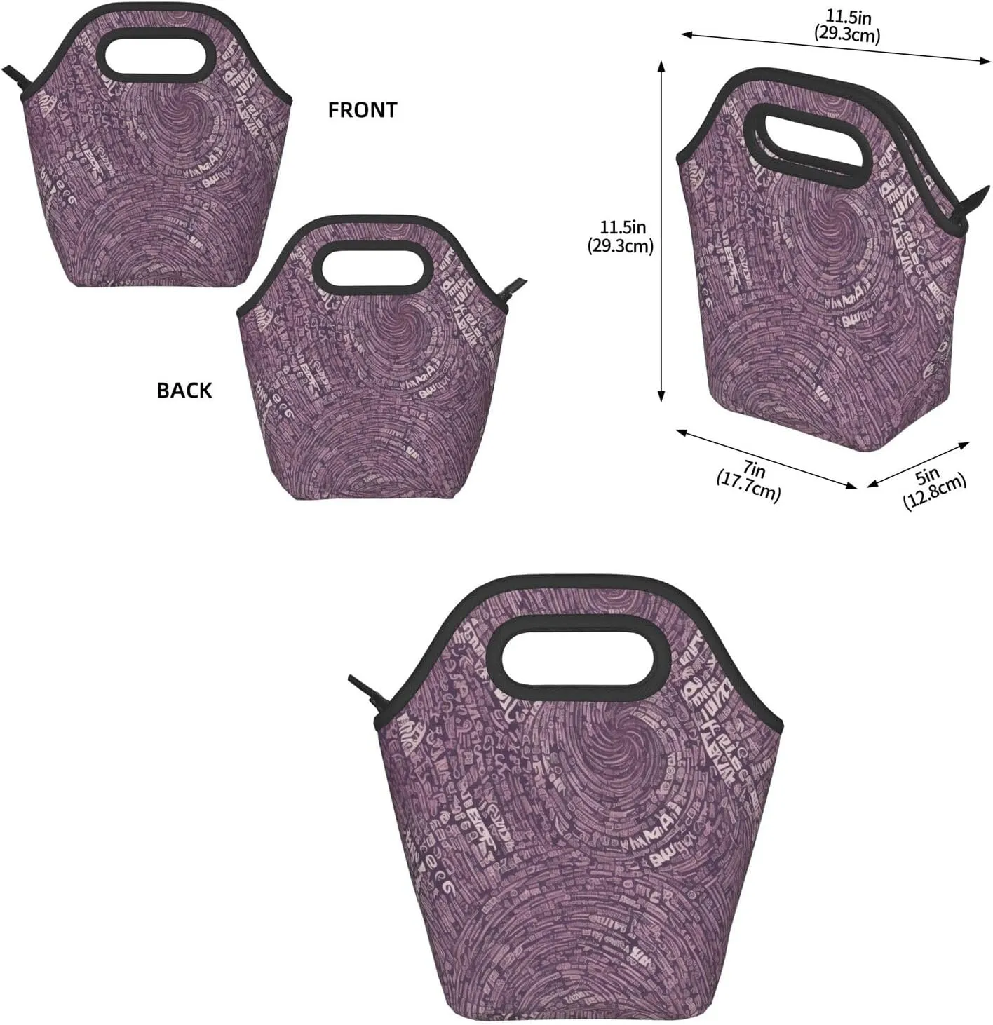 Musical Notation Print Patterns Lunch Bag Insulated Reusable Small Lunch Bag Soft Lunch Tote Bag For Work Travel Picnic