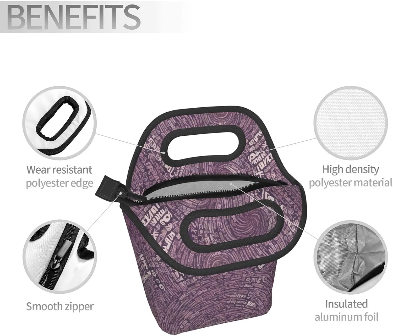 Musical Notation Print Patterns Lunch Bag Insulated Reusable Small Lunch Bag Soft Lunch Tote Bag For Work Travel Picnic