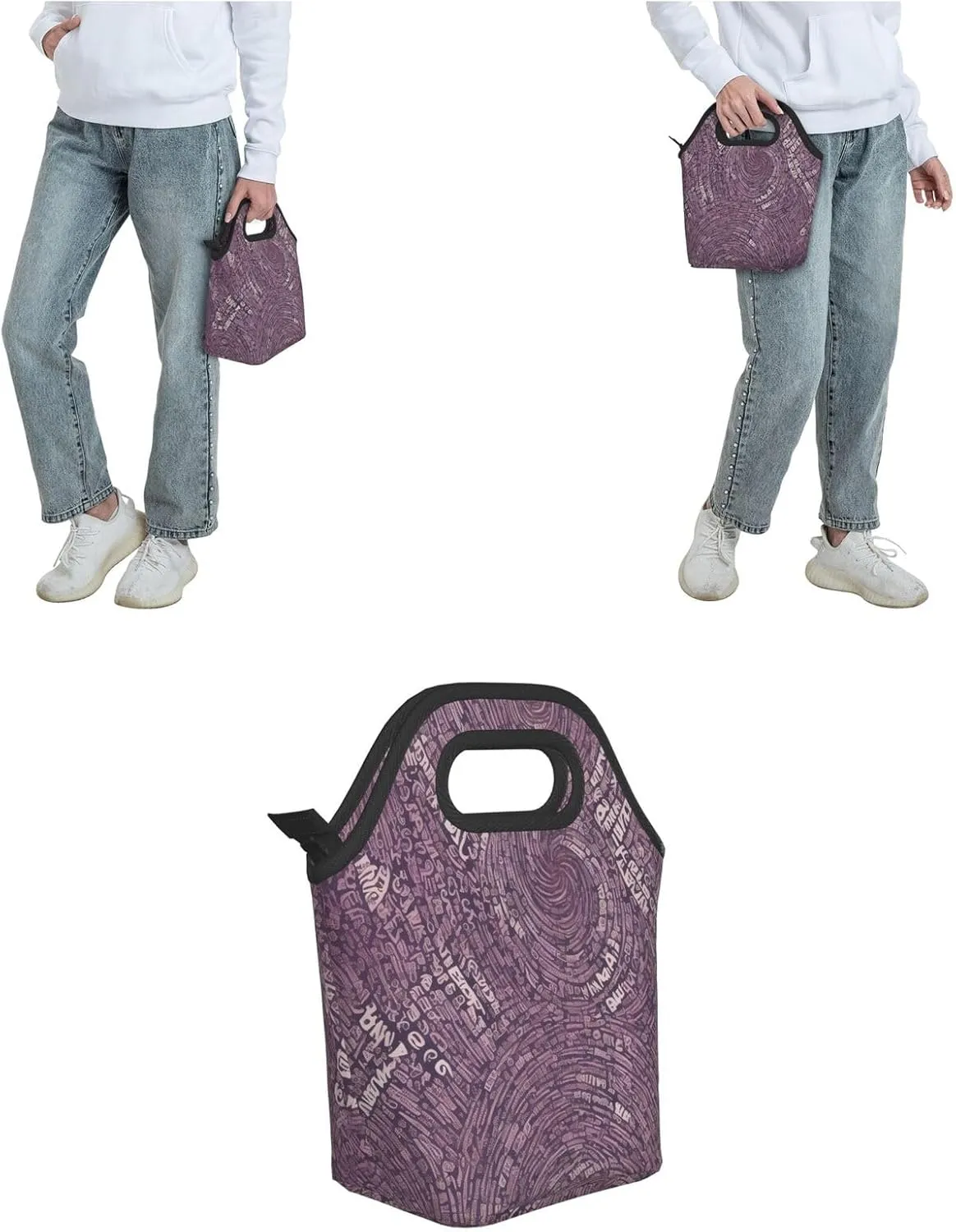 Musical Notation Print Patterns Lunch Bag Insulated Reusable Small Lunch Bag Soft Lunch Tote Bag For Work Travel Picnic