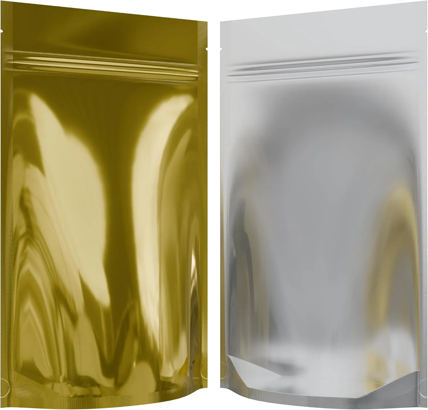 Mylar Style Barrier Bags – Zipper w/Heat Seal – 1000 Bags (Gloss Gold/Clear, 1/2 Ounce - 5?x8.14?x2.33?)