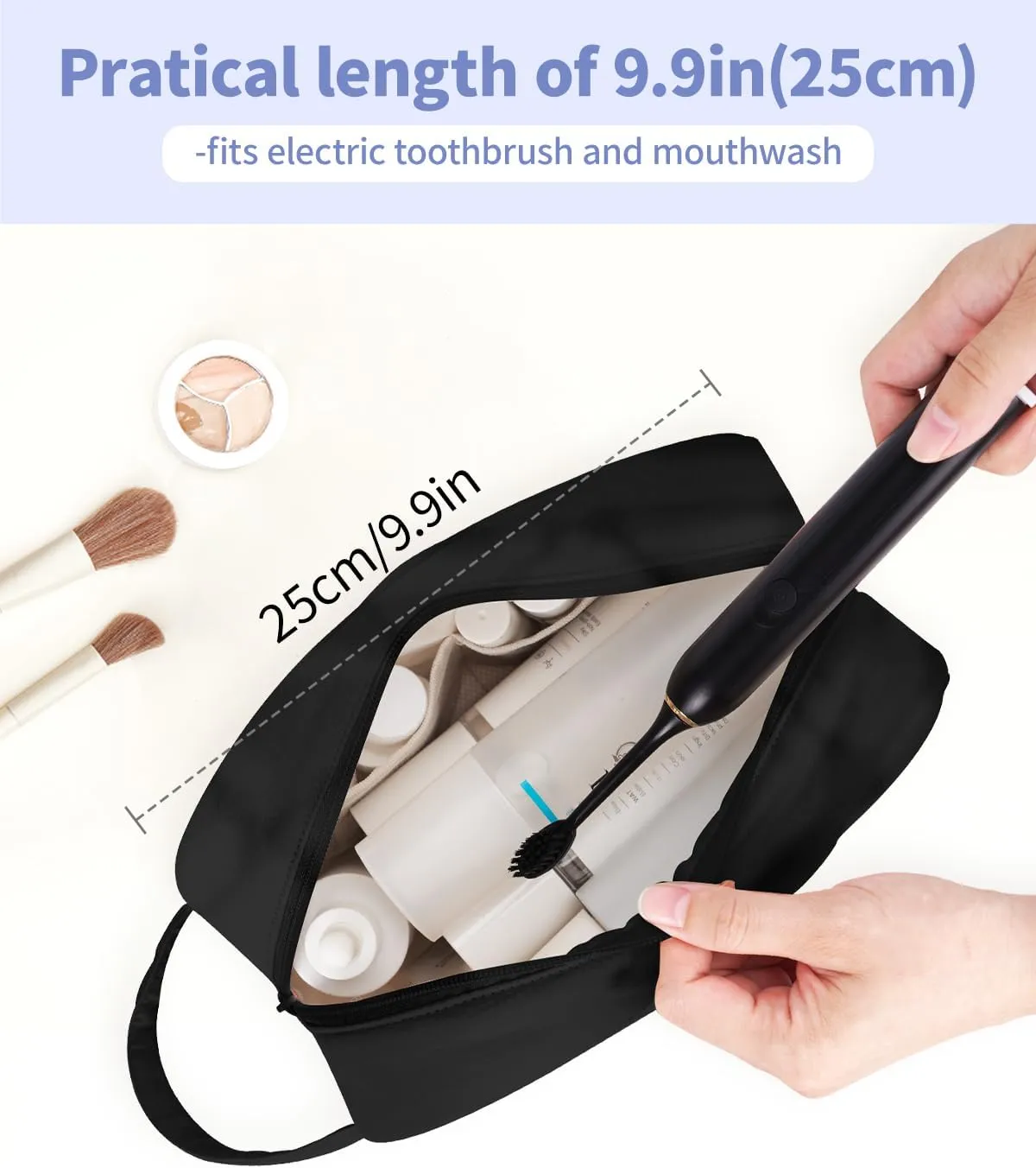 Narwey Travel Toiletry Bag for Traveling Women Travel Bag for Toiletries, Quilted Makeup Cosmetic Make up Bags Medicine for Girls (Black)