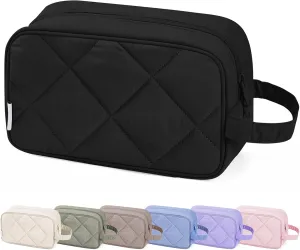 Narwey Travel Toiletry Bag for Traveling Women Travel Bag for Toiletries, Quilted Makeup Cosmetic Make up Bags Medicine for Girls (Black)