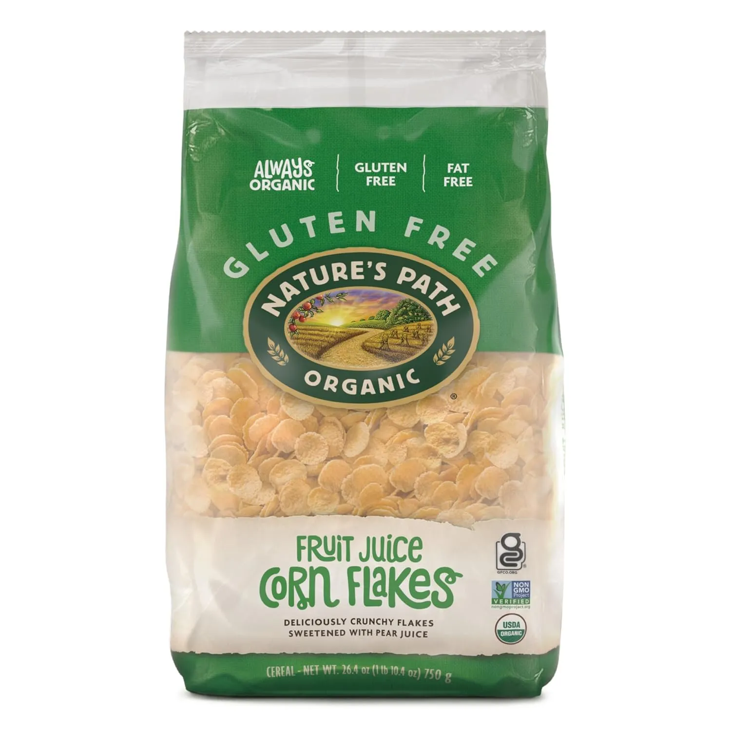 Nature's Path Organic Fruit Juice Sweetened Corn Flakes Cereal, 26.4 oz (Pack of 6), Gluten Free, Earth Friendly Packaging