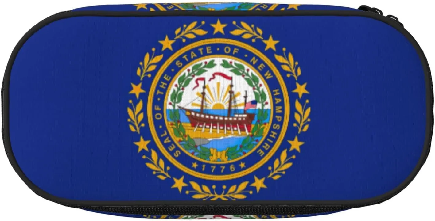 New Hampshire state flag print Makeup Cosmetic Bag Stationary Kawaii Pencil Box Pouch Gadget Organizer Bag with Zipper