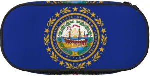 New Hampshire state flag print Makeup Cosmetic Bag Stationary Kawaii Pencil Box Pouch Gadget Organizer Bag with Zipper