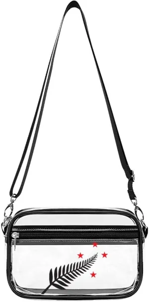 New Zealand Maori Fern Flag Clear Purse Messenger Bag Crossbody Bags with Adjustable Shoulder Strap Front Pocket