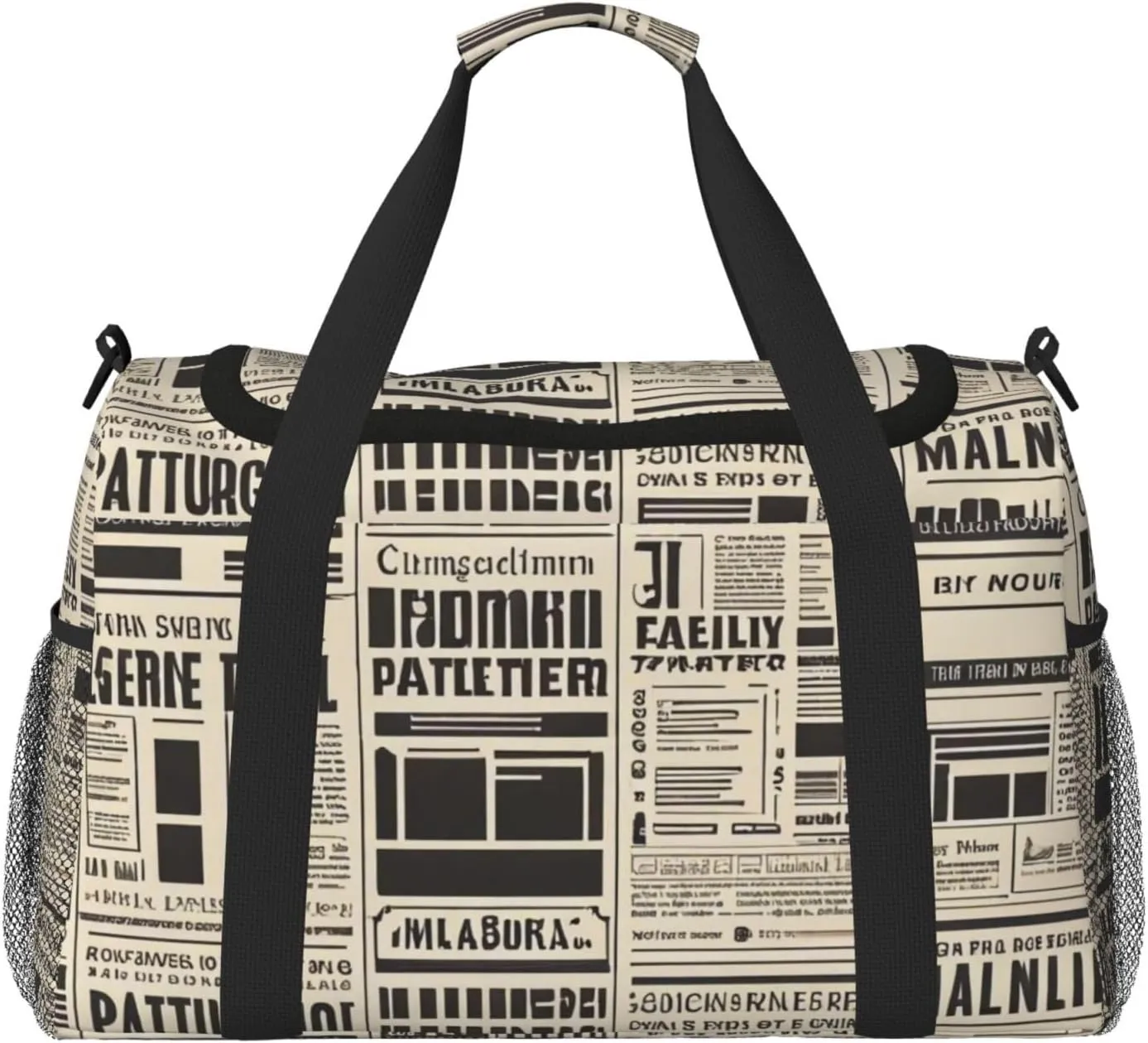 newspaper Print Travel Duffel Bag for Men & Women, Foldable Travel Bags and Spacious Weekender Tote Bag for Storage Toiletry Luggage Personal Item