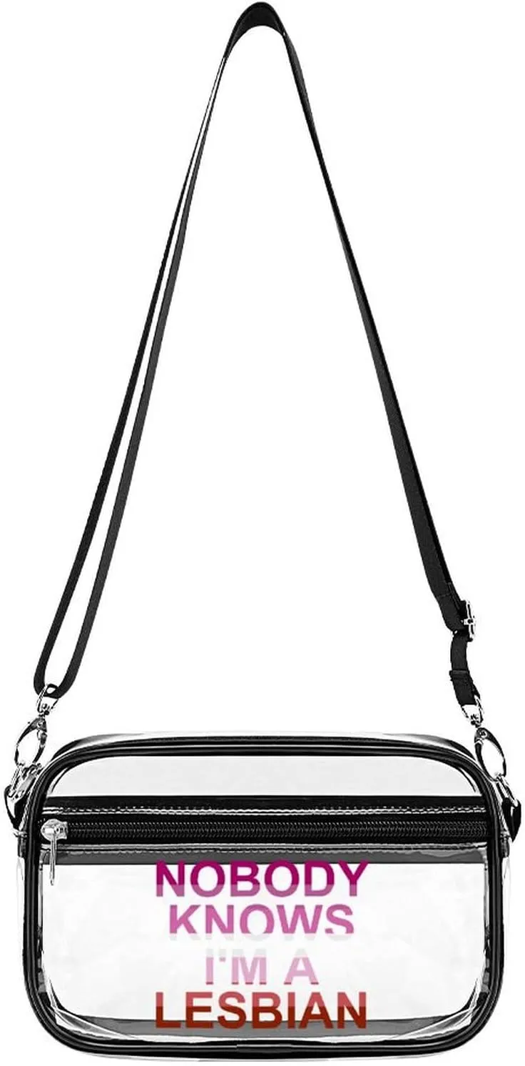 Nobody Knows I'm A Lesbian Fashion Shoulder Bag PVC Transparent Women Crossbody Bags Cute Handbag Cosmetic Bag