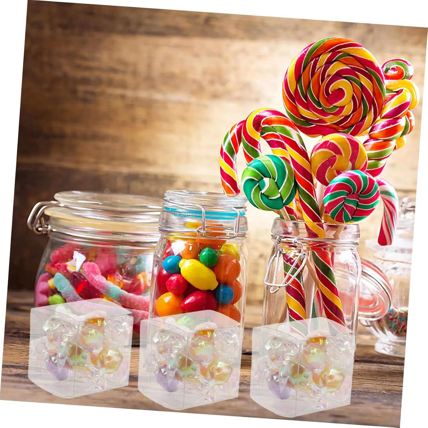 NOLITOY 225 Pcs Christmas Boxes Wedding Favors Party Favor Boxes Clear Lid Packaging Boxes Muffin Single Container Pastry Container Christmas Bags Miss Storage Rack With Hole